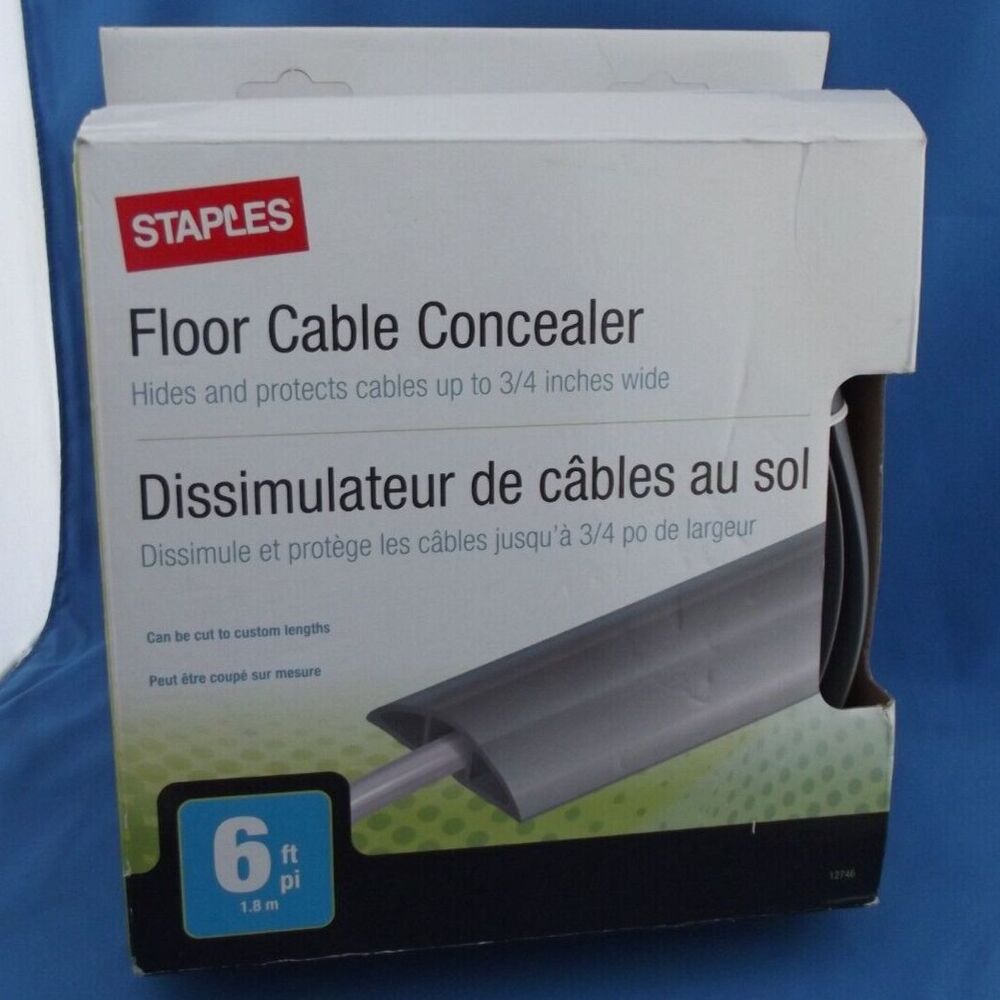 NEW STAPLES 6' FLOOR CABLE CONCEALER  HIDE & PROTECT CABLES CUSTOM FIT